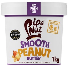 Pip & Nut - Cremige Erdnussbutter (1kg), Kein Palmöl, ohne Zuckerzusatz, ein natürliches Produkt, vegan und einzelner Ursprung Hi-Oleic Erdnüsse