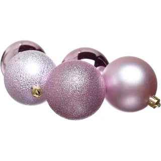 Heitmann Deco 25-TLG. Weihnachtskugel Set – Rosa – Christbaumkugeln Ø 5,8 cm – matt, glänzend & mit Glitter – bruchsicherer Kunststoff