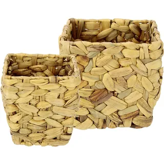 Topfset aus Wasserhyazinthe Pflanzgefäß Gefäß Blumentopf Blumen Pflanzen Pflanztopf Pflanzkorb Übertopf Schale Dekotopf geflochtener Deko Topf Übertopf Vase Korb Blumentöpfe für Kunstblume und Pflanze