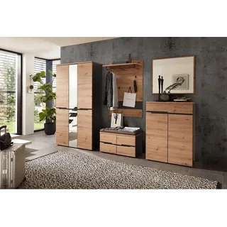Garderoben Set MANRESA-36 in Artisan Eiche Nb. mit Graphit B/H/T: ca. 295/195/38 - Braun