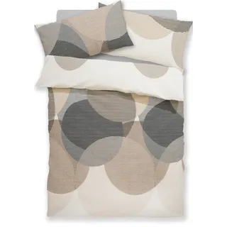 BIERBAUM Bettwäsche "Carla in Gr. 135x200 oder 155x220 cm", grau (taupe), B/L: 135cm x 200cm, 1 Stk., 1 Stk., Seersucker, B/L: 80cm x 40cm, 2 Stk.