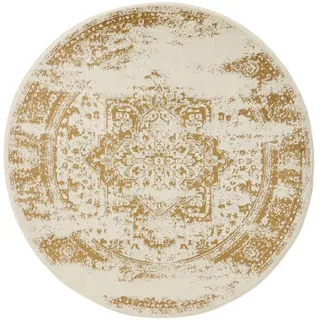 benuta Vintage-Teppich, Creme, Gelb, Kunststoff, Vintage, Orient Style - Pflegeleicht für Wohnzimmer Schlafzimmer