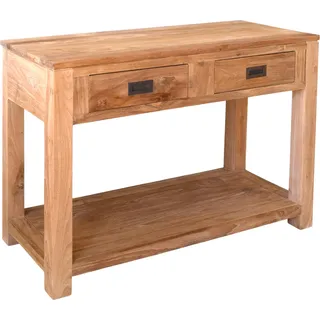 Teako Design Teak Anrichte Alvik 100x75x40cm - Massivholz Sideboard mit 2 Schubfächern für Küche & Esszimmer - Braun