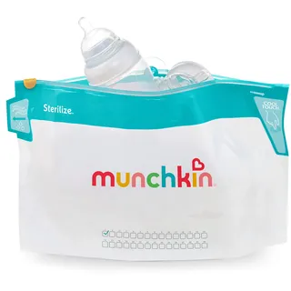 Munchkin Mikrowellen-Sterilisationsbeutel, für Fläschchensauger & Schnuller, 6 wiederverwendbare Baby-Sterilisationsbeutel, Kaltwasser-Sterilisator, ideal für Reisen