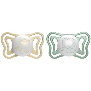 Chicco PhysioForm Light Lumi, Heller Schnuller im Dunkeln, 2-6 Monate, Sauger aus Silikon, fördert die richtige Entwicklung des Mundes, 2 Stück, neutral