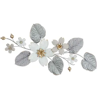 Wanddekoobjekt GILDE "Wandrelief Cherry blossom", grau, B:90cm H:42cm T:5,5cm Ø:0cm, Metall, Wanddekoobjekte, Wanddekoobjekt