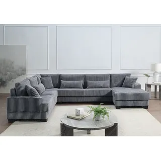 Atlantic Home Collection Wohnlandschaft XXL-Cord 6-Sitzer Grau