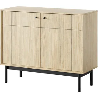 Kommode JAPIS PS  – 103,5 cm – Eiche Linea - Bronze, Schwarz