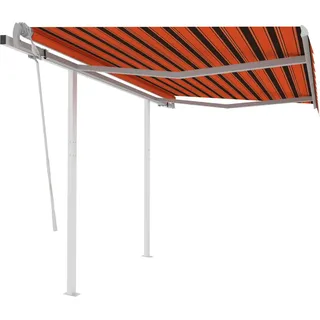 Markise Manuell Einziehbar mit Pfosten 3x2,5 m Orange & Braun - Orange