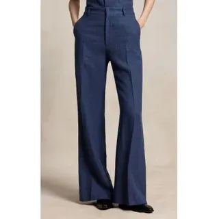 Polo Ralph Lauren für Damen. 211B17586001 Beaton Hose aus Leinen und Baumwolle in Blau (36), Lässig, Klassisch, Marine
