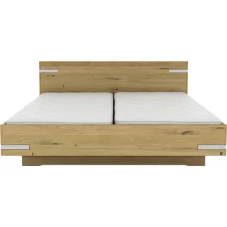Musterring Holzbett »Savona, Bettgestell, Bettrahmen, teilmassiv Bianco-Eiche« braun (weiß, neutral), B:200cm L:190cm, Betten, Holzbett, Kopfteil in Bianco-Eiche massiv, Details in Chrom, verschiedene Größen,