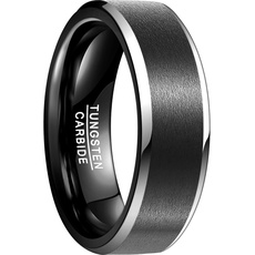NUNCAD Ring Herren/Damen schwarz Wolfram Unisex Ring mit Mattierung und Comfort Design, perfekt für Hochzeit, Partnerschaft, Events und Fashion Größe 52 (16.6)