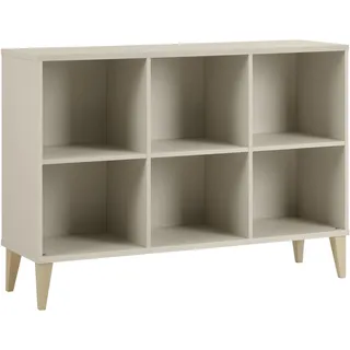 Sideboard PAIDI "JONTE in Beige, 6 offene Fächer", cashmere, beige, B:124cm H:87cm T:38cm, Spanplatte, Sideboards, Sideboard, stabiles Regal mit Massivholz-Füßen, offenes Standregal