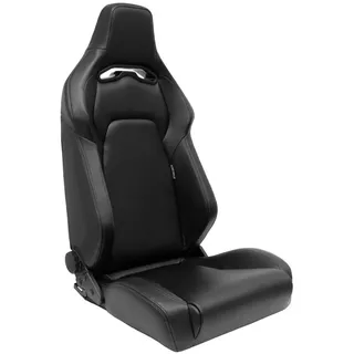 AUTO-STYLE Sportsitze 'VGR' - Schwarz Kunstleder + Silbere Naten - Doppelseitig Verstellbare Rückenlehne - inkl. Laufschienen