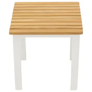 Gardenson Loungetisch , Weiß, Teakfarben , Holz, Metall , Teakholz , quadratisch , eckig , 40x40x40 cm , wetterbeständig , Gartenmöbel, Loungemöbel, Lounge-Serien