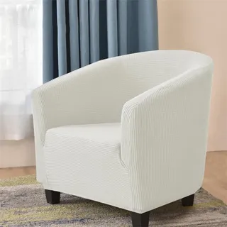 Highdi Sesselschoner Clubsessel 1 Sitz Einfarbiges Jacquard Stretch Sesselhusse Tub Chair Sesselüberwürfe Waschbar Universal Stuhlbezüge für Café, Bar, Büro, Empfang (Weiß)