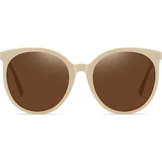 DUCO Damen Sonnenbrille Rund Vintage Polarisiert UV400 Acetat Rahmen