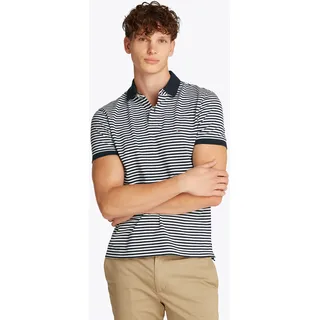 Poloshirt TOMMY HILFIGER "1985 REGULAR POLO", Herren, Gr. L, blau (desert sky, weiß), Piqué, Obermaterial: 96% Baumwolle, 4% Elasthan, bestickt, unifarben, hoch geschlossener Ausschnitt, Shirts Poloshirt, fein gestreift