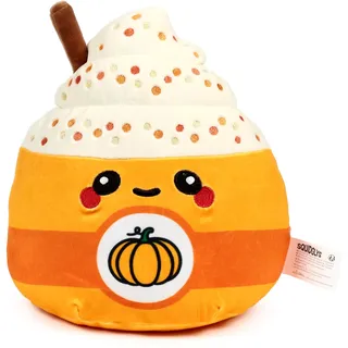 Puckator Foodiemals Squidglys Kuschelkissen aus weichem Plüsch – Hazel der Kürbis Spiced Latte Kawaii