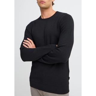 Rundhalspullover BLEND "BHREDHILL crewneck", Herren, Gr. 3XL, schwarz, Strick, Obermaterial: 100% Baumwolle, unifarben, slim fit normal, Rundhals, Rippbündchen, Pullover Rundhalspullover, mit Markenlabel, aus Baumwolle, Slim Fit, ohne Verschluss