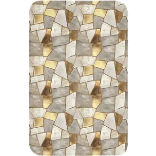 OnlyWow Wc-Vorleger Mosaik - Marmor - Gold WC Teppich 50x80 cm , Champagner , Textil , Füllung: Polyurethan (Pur) , Rechteckig , 50x1 cm , Heimtextilien, Badtextilien, WC Vorleger