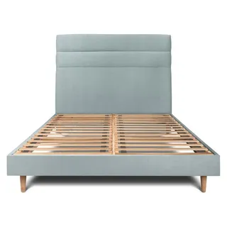 Bett mit gefüttertem Kopfteil – Samtstoff - 140 x 190 cm