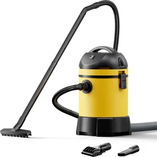 Wiltec Teichsauger 1400 W, 30 L Füllmenge, mit 2 Schläuchen, Poolsauger Schlammsauger Teichschlammsauger Nass Trocken Sauger mit Entleerungsautomatik - Gelb