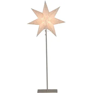 Star Trading Best Season Standleuchte Sensy von Star Trading, 3D Papierstern Weihnachten in Weiß mit Metall-Fuß, Dekostern Stehleuchte mit Kabelschalter, E14, Höhe: 83cm