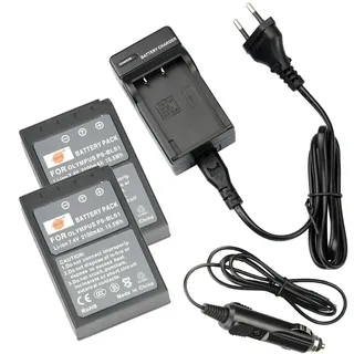 DSTE(2 Pack) Ersatz Batterie BLS-1 + DC84E Reise Ladegerät kompatibel mit Olympus PS-BLS1 E-400 E-410 E-420 E-450 E-600 E-620 E-P1 E-P2 E-P3 E-PL1 E-PL3 E-PM1 Kamera