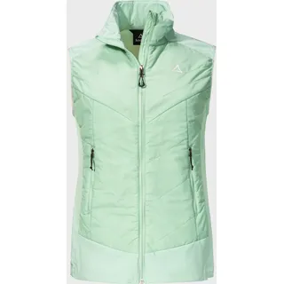 Funktionsweste SCHÖFFEL "Hybrid Vt Style Blaueis WMS", Damen, Gr. 42, grün (6205, grün), Oberstoff: 86% Nylon, 14% Elasthan; Oberstoff Vorderteil: 100% Nylon; (Coating: Polyurethan); Futter: 100% Polyester; Wattierung: 100% Polyester, ohne Ausschnitt, Westen Funktionsweste