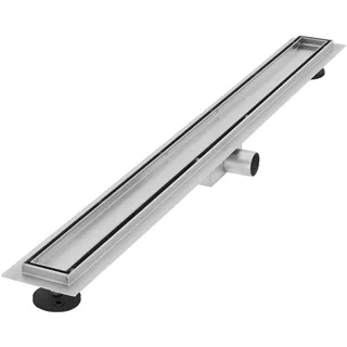 luxebath Duschrinne 2in1, befliesbar, extra flach, Silber, Doppelseitige Bodenablauf, Komplettset Bodenbefestigung, Duschablauf, Siphon Geruchsstop, Haarsieb,