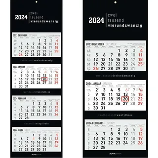 4-Monatskalender Black 2024 - Büro-Kalender 33x20 cm (geschlossen) & 3-Monatskalender Black 2024 - Büro-Kalender 33x20 cm (geschlossen)