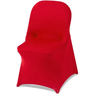 Vevor Stuhlhussen Stuhlbezug Stretch 50 Stk. waschbarer & abnehmbarer Stuhlüberzug aus Polyester-Spandex für Hochzeitsfeiern Esszimmerbankette, passend für Klappstühle (45 x 46 x 77 cm) Rot