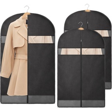 AiQInu Kleidersack Anzug, 3 Stück 100x60cm Hochwertige Kleiderhülle Lang, Anti-Staub Kleiderschutzhülle, Kleidersäcke mit Reißverschluss für Anzug, Abendkleider und Mäntel