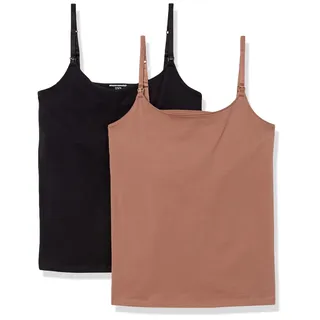 Amazon Essentials Damen Umstands-Camisole Stillfreundlich, 2er-Pack, Schwarz/Braun, Small