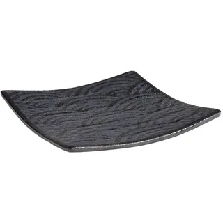 APS 84904 Tablett DARK WAVE, 14 x 14 cm, Höhe 2 cm, Melamin, schwarz/Wellendekor