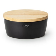 Bild Brottopf mit Holzdeckel oval 27 cm matt schwarz