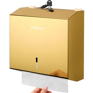 gorlary Handtuchspender Edelstahl gebürstet Gold/Weiß