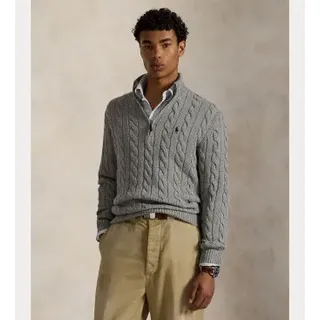 Polo Ralph Lauren für Herren. 710810841002 Baumwollpullover aus grauem ecrufarbenem Strickjersey (XL), Lässig, Baumwolle