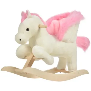 Homcom Kinder Schaukelpferd Baby Schaukeltier Spielzeug Pferd für 18-36 Monate Weiß , Holz , 28x57x70 cm , Spielzeug, Sonstiges Spielzeug