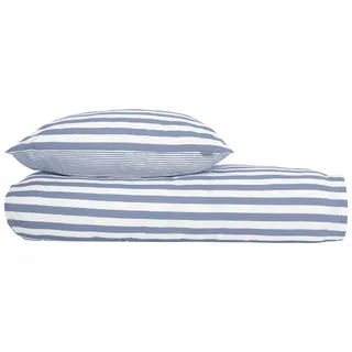 SCHIESSER Marie Gestreift Hellblau 135 x 200 cm + 80 x 80 cm