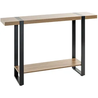 HAKU Konsolentisch schmal in Eiche und Schwarz – Moderne Konsole in rechteckiger Form, aus Metall und Spanplatte Maße: B 120 × H 82 × T 30 cm Style: Modern