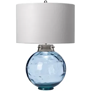 Tischleuchte Weiß Blau Glas Kugel E27 55,5 cm Nachttisch Wohnzimmer Lampe