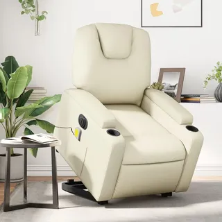 Massagesessel mit Aufstehhilfe Elektrisch Creme Kunstleder - Creme