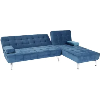Mendler Schlafsofa HWC-K22, Couch Ecksofa Sofa, Liegefläche links/rechts Schlaffunktion 236cm ~ Samt blau