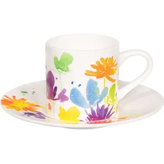 tea4chill Könitz Espresso Tasse Victoria Lowe - Full Bloom. Kaffeetasse 65ml aus Fine Bone China Porzellan. Espressotasse modern, bunt - Bunt