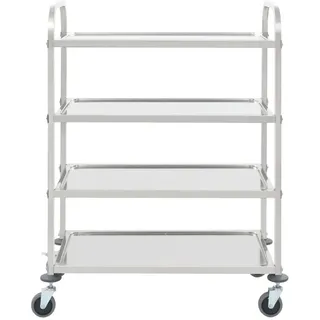 The Living Store 4-Stufiger Servierwagen 107 x 55 x 125 cm Edelstahl - Silber