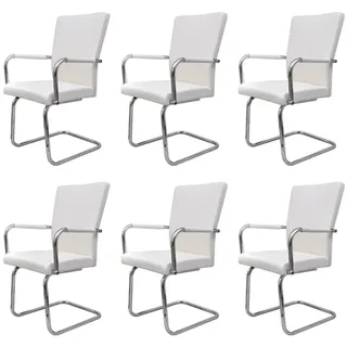 vidaXL Freischwinger Kunstleder Weiß 6 Stk