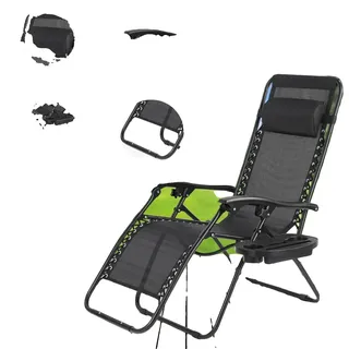 Klappgartenstuhl, Stahlrahmen, Tragfähigkeit 140 kg, Abmessungen 90 x 64 x 110 cm, Verstellbare Liegepositionen, Ergonomisches Design