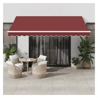 vidaXL Markise Manuell mit LED 400 x 300 cm weinrot